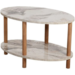 Table basse ovale 43 x 70 x 44 cm marbre crème