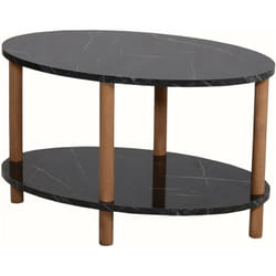 Table basse ovale 43 x 70 x 44 cm marbre noir