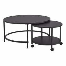 Tables basses gigognes - Non spécifié - Lot de 2 - Noir - Rangement - Roulettes