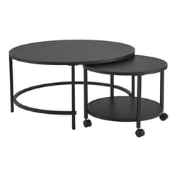 Tables basses gigognes - Non spécifié - Lot de 2 - Noir - Rangement - Roulettes