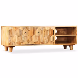 Meuble TV - Helloshop26 - Bois de manguier massif - 118 cm - Design pratique - Grand espace de rangement