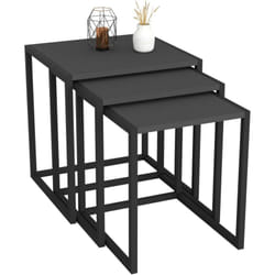 Helloshop26 - Lot de 3 Tables d'appoint gigognes anthracite