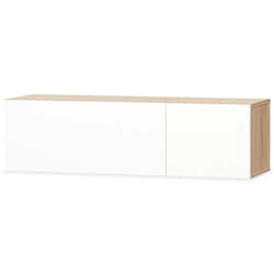 Helloshop26 - Meuble télé buffet tv télévision design pratique aggloméré 120 cm chêne et blanc brillant