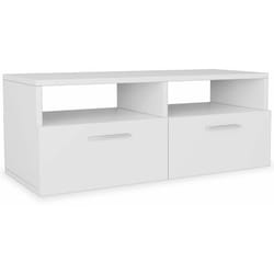 Helloshop26 - Meuble télé buffet tv télévision design pratique aggloméré 95 cm blanc