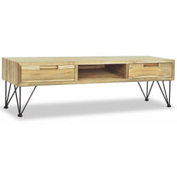 Meuble télé buffet tv télévision design pratique 120 cm teck massif beige