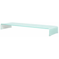 Helloshop26 - Meuble télé buffet tv télévision design pratique support pour moniteur 120 cm verre blanc
