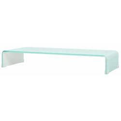 Helloshop26 - Meuble télé buffet tv télévision design pratique pour moniteur 90 cm verre blanc