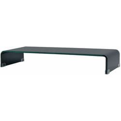Meuble télé buffet tv télévision design pratique support pour moniteur 90 cm verre noir