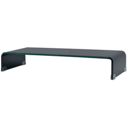Helloshop26 - Meuble télé buffet tv télévision design pratique support pour moniteur 70 cm verre noir