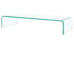 Helloshop26 - Meuble télé buffet tv télévision design pratique pour moniteur 70 cm verre transparent