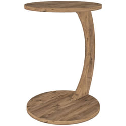 Helloshop26 - Table d'appoint ronde à roulettes 56 x 38 cm effet bois