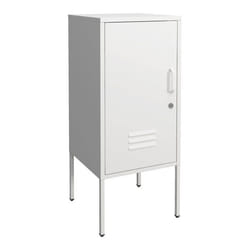 Table de chevet elegante 82 x 35 x 35 cm acier blanc