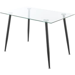 Helloshop26 - Table de salle à manger verre trempé acier 75 x 110 x 70 cm noir