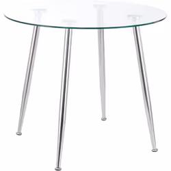 Table ronde en verre Notre petite table en verre, dotée d'un plateau en forme ronde, peut servir de table à manger pour 2 à 4 ...