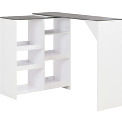 Helloshop26 - Table haute mange debout bar bistrot avec tablette amovible blanc 138 cm