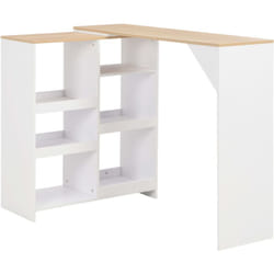 Helloshop26 - Table haute mange debout bar bistrot avec tablette amovible blanc 138 cm