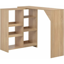 Table haute mange debout bar bistrot avec tablette amovible chêne beige 138 cm
