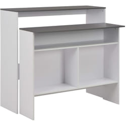 Table haute mange debout bar bistrot avec 2 dessus de table blanc 130 cm
