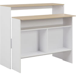 Helloshop26 - Table haute mange debout bar bistrot avec 2 dessus de table blanc 130 cm