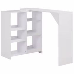Table haute mange debout bar bistrot avec tablette amovible blanc 120 cm