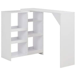 Table haute mange debout bar bistrot avec tablette amovible blanc 120 cm