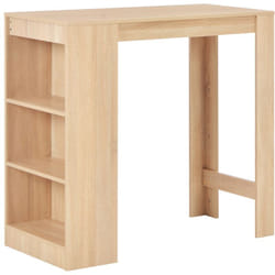Table haute mange debout bar bistrot avec étagère chêne 110 cm rectangle beige