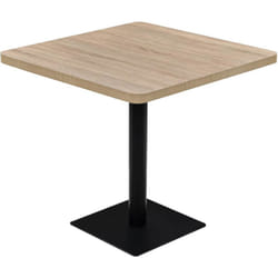 Table haute mange debout bar bistrot mdf et acier carré 80 x 80 cm chêne beige