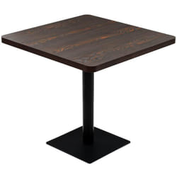 Helloshop26 - Table haute mange debout bar bistrot mdf et acier carré 80 x 80 cm frêne foncé marron
