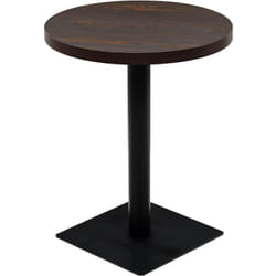Table haute mange debout bar bistrot mdf et acier rond 60 cm frêne foncé marron