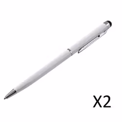 Stylet Stylo Metal x2 pour IPHONE 12 Pro Max Smartphone 2 en 1 Bille Elegant Tablette Ecrire Universel (BLANC)