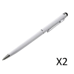 Stylet Stylo Metal x2 pour IPHONE 12 Pro Max Smartphone 2 en 1 Bille Elegant Tablette Ecrire Universel (BLANC)