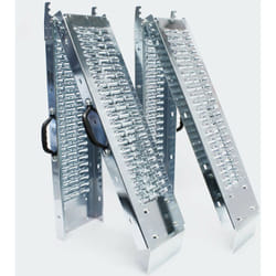 Helloshop26 - Lot de 2 rampes de chargement multi-usage pliante acier galvanisé rail collision 180 x 22,5 cm jusqu'a 400kg gris