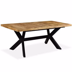 Table de salon salle a manger design Bois de manguier solide et Acier 180 cm