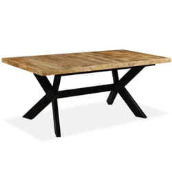 Table de salon salle a manger design Bois de manguier solide et Acier 180 cm