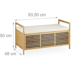 Banc de rangement en bois de noyer banquette assise coffre de rangement meuble à chaussure avec coussin