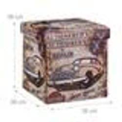 Tabouret pliant coffre de rangement banc pliable 38 x 38 cm multicolore
