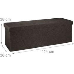 Helloshop26 - Banquette banc pour coffre de rangement en lin avec couvercle marron 114 cm