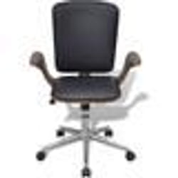 Fauteuil chaise chaise de bureau rotative en bois cintre avec revetement en faux cuir