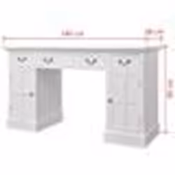 Bureau table meuble travail informatique a double piedestal blanc 140 cm