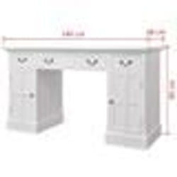 Bureau table meuble travail informatique a double piedestal blanc 140 cm