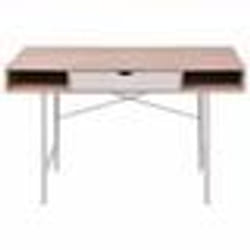 Bureau table meuble travail informatique bureau avec 1 tiroir chene et blanc
