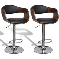 Lot de deux tabourets de bar design chaise siège avec dossier cuir synthétique noir