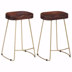 Lot de deux tabourets de bar design - Helloshop26 - Gavin - Bois de manguier massif - Style industriel-loft