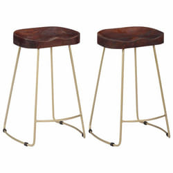 Lot de deux tabourets de bar design - Helloshop26 - Gavin - Bois de manguier massif - Style industriel-loft