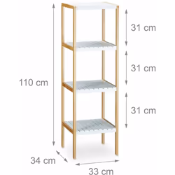 Cette étagère en bois de bambou avec tablettes blanches laquées au design très moderne habillera parfaitement votre salle de  ...