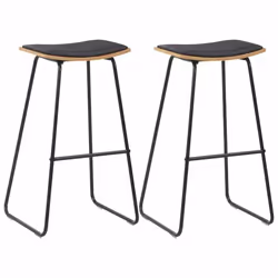 Lot de deux tabourets de bar design chaise siege synthetique noir acier
