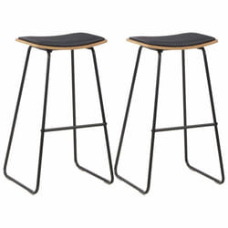 Lot de deux tabourets de bar design chaise siege synthetique noir acier