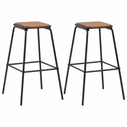 Lot de deux tabourets de bar design chaise siege noir pinede solide acier