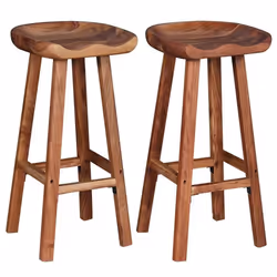 Lot de deux tabourets de bar design chaise siege bois d acacia