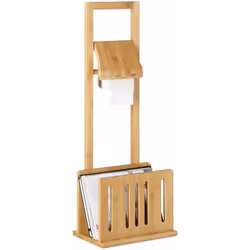 Ce support pour rouleau de papier toilette est très pratique car il dispose d’un espace supplémentaire pour ranger vos journa ...